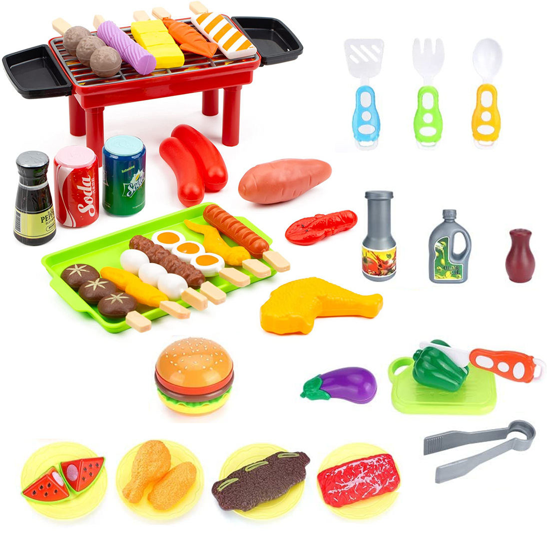 Children playing scene barbecue game toys cooking kitchen restaurant…