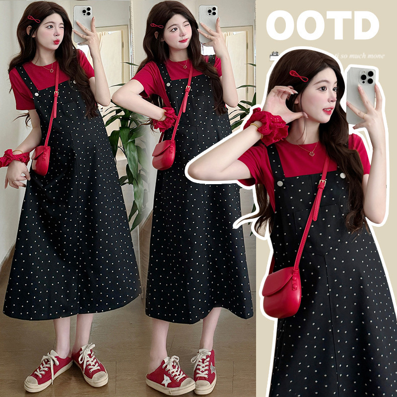 Real Photos of the New 2026 Summer Maternity Wear: Cute Floral Sweet-Style Suspender Dress Maternity Two-Piece Set