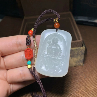 Jin Yu Tang Xinjiang Hetian Jade Sheep Jade Samurai Bodhisattva Brand Regular Atmosphere Carved Samurai Bodhisattva