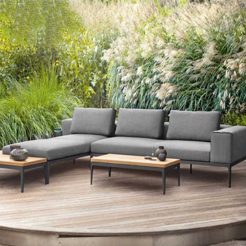 Muebles de exterior al aire libre combinación de sofá de ocio al aire libre patio balcón villa jardín madera maciza combinación de sofá de esquina