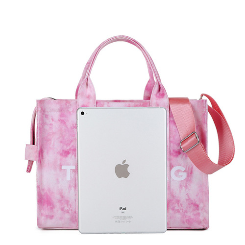 Women's bag wholesale new cross-border canvas letter shoulder tote bag simple tie-dye large capacity commuter crossbody bag