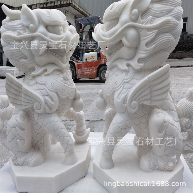 厂家直供麒麟 石雕麒麟  庭院汉白玉麒麟貔貅狮子  各类景观雕刻