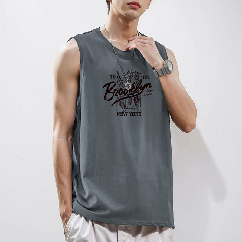 2026 New Style Men's Pure Cotton Vest, Fitness Basketball Hurdles Sports Sleeveless T-Shirt, Summer Loose Fit, Outerwear