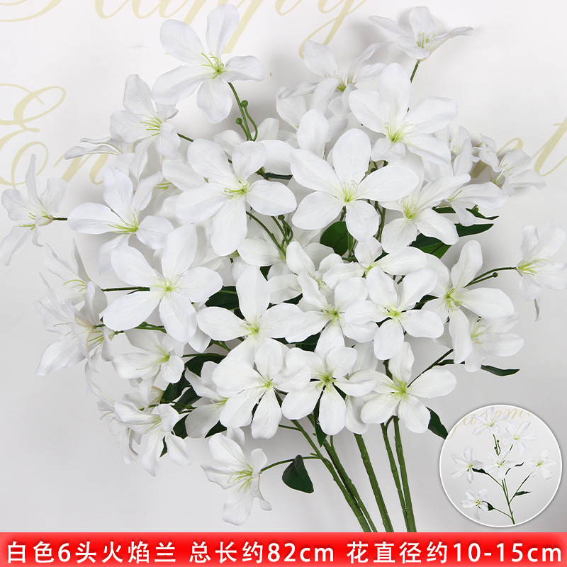 Bodas de flores de seda de imitación blanca flores falsas decorativas floral sala de bodas floral hogar ramo único camino de introducción de flores