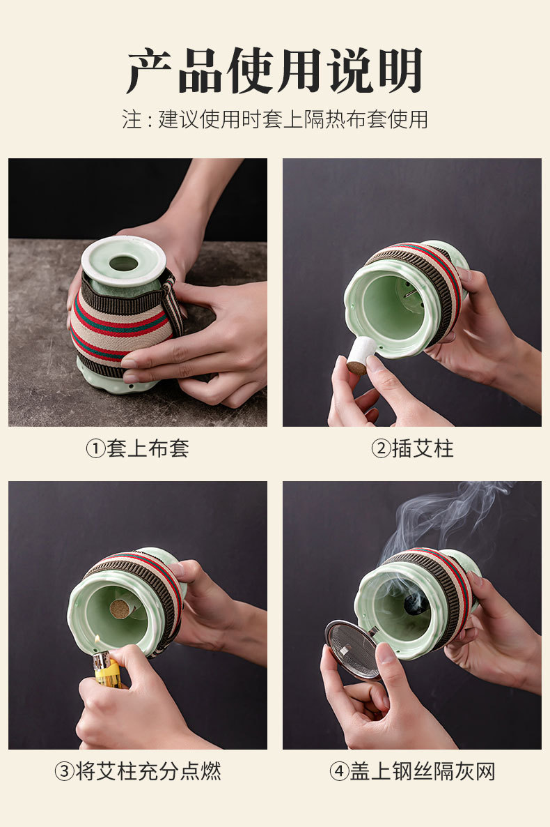 Moxa Burner Jar Portable Warm Moxibustion Tool for Neck Body Massage and Gua Sha Therapy in use