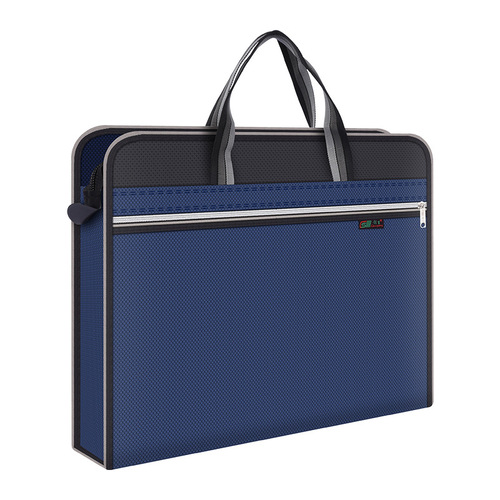 Business large-capacity briefcase Oxford cloth double-layer zipper portable briefcase canvas document bag printed logo
