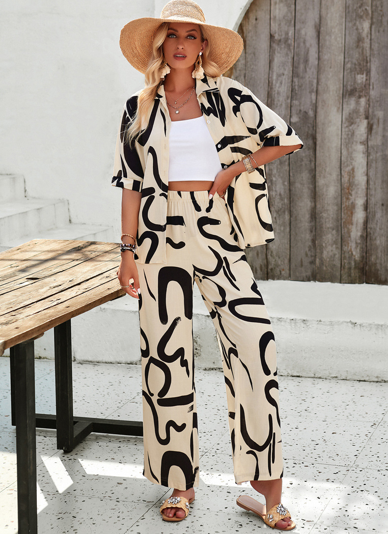 Conjunto de calções boho para mulher estampado outono inverno_voghion.com