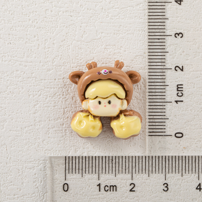 Caricatura palomitas de maíz chicas DIY accesorios de resina crema pegamento para el cabello de la caja del teléfono móvil agujero material de hebilla