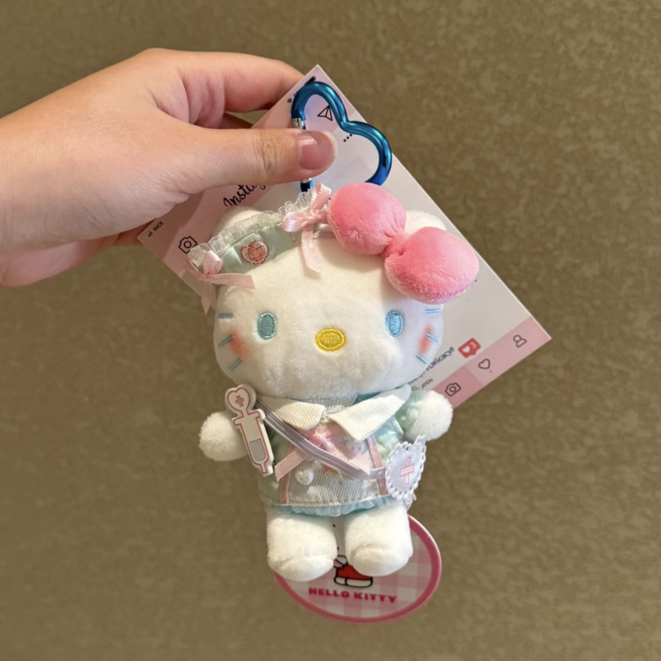 Genuino clásico KT Hello Kitty mochila bolso colgante dibujos animados lindo hellokitty llavero muñeca de felpa mujer