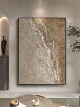 意式中古风肌理抽象玄关挂画大芬村纯手绘油画装饰画侘寂风立体画