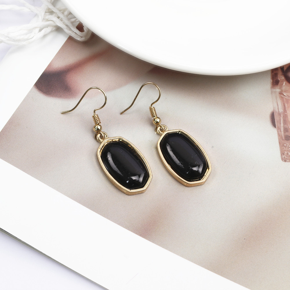 Drop Earrings Classification 1 Pair Quantity 1 Pair Simple Style Rhombus Alloy Inlay Artificial Gemstones Women's Drop Earrings