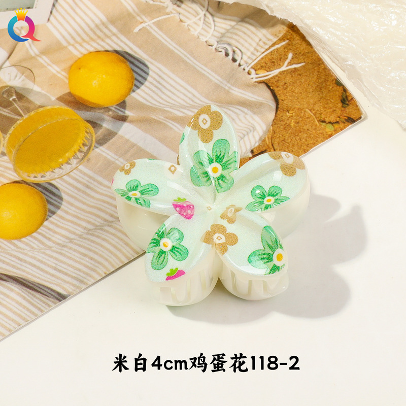 Qiyue クロスボーダー小型 UV プリント小さな新鮮なプルメリアクリップかわいいポニーテールフラワーヘアピンヘアアクセサリー女性のための卸売|undefined