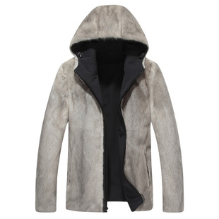 Men's Fur Outwear Parka Mink Liner Double-sided Wearable Removable One-piece Three-wear Whole Mink Outwear Hooded