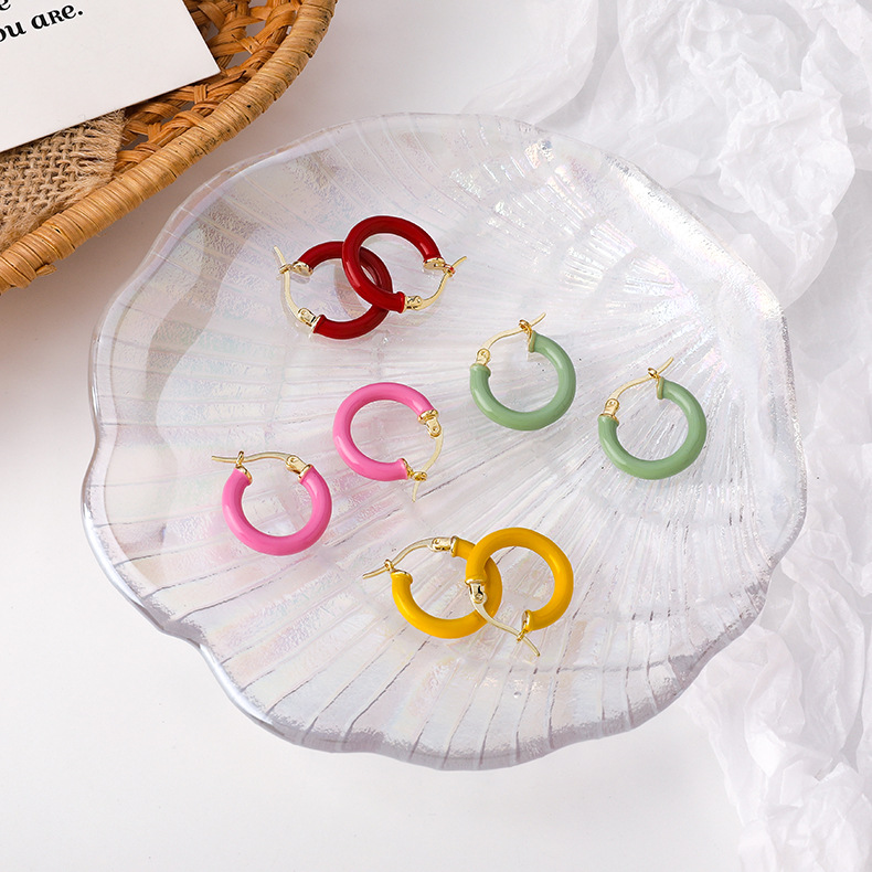 Korean Style Fashion Candy Color Small Circle Earrings display picture 18