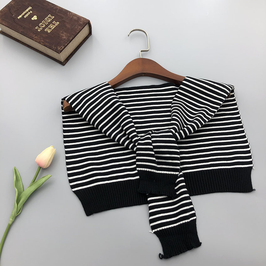 1 piece three-color striped academic style wool small shawl air conditioner windproof decoration all-match cross-border direct supply shawl fake collar