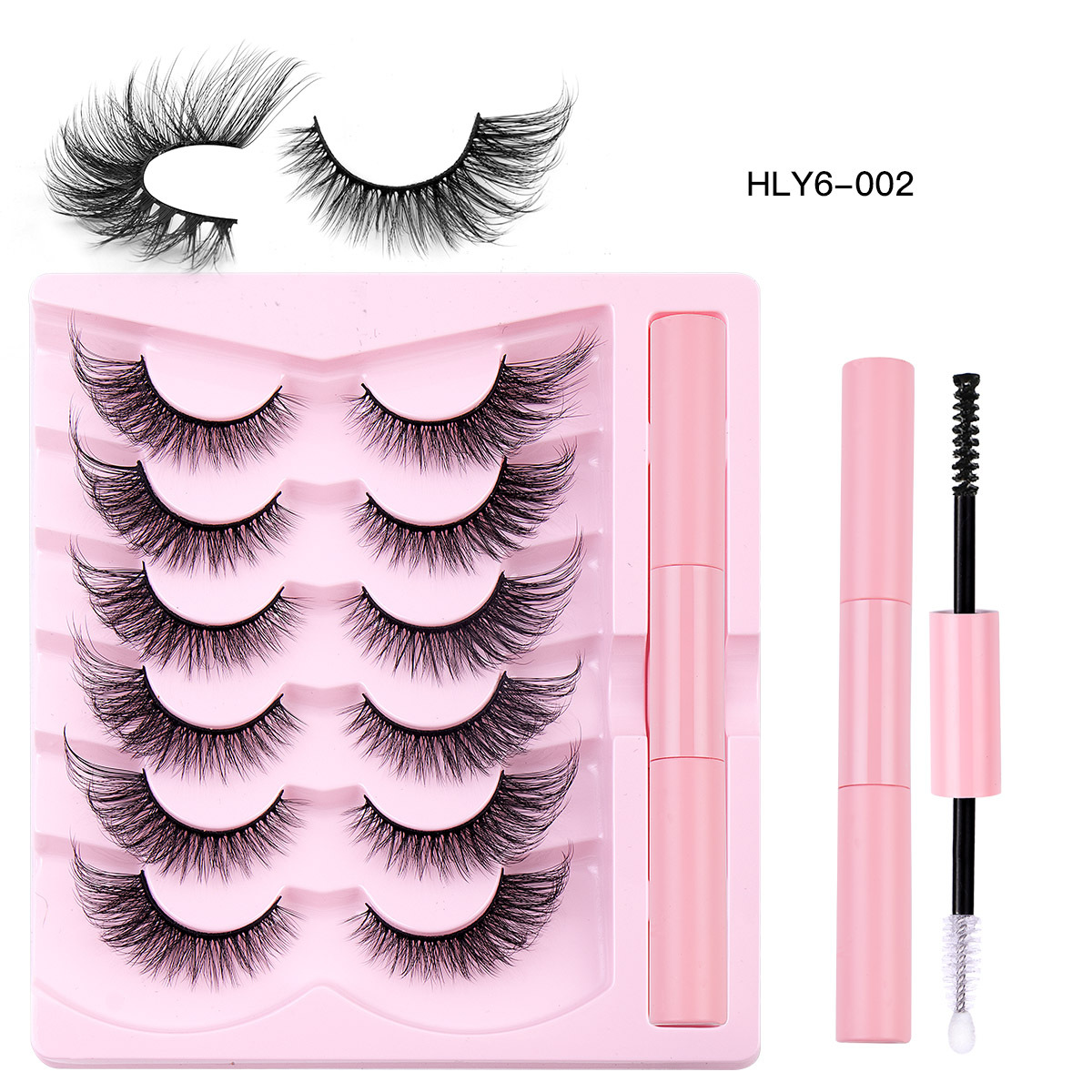 Grenzüberschreitende beliebte schräge Fuchsaugen-Faltenwimpernkleber-Set, Augenschwanzverlängerung, natürliche dicke Wimpern, Großhandel_voghion.com