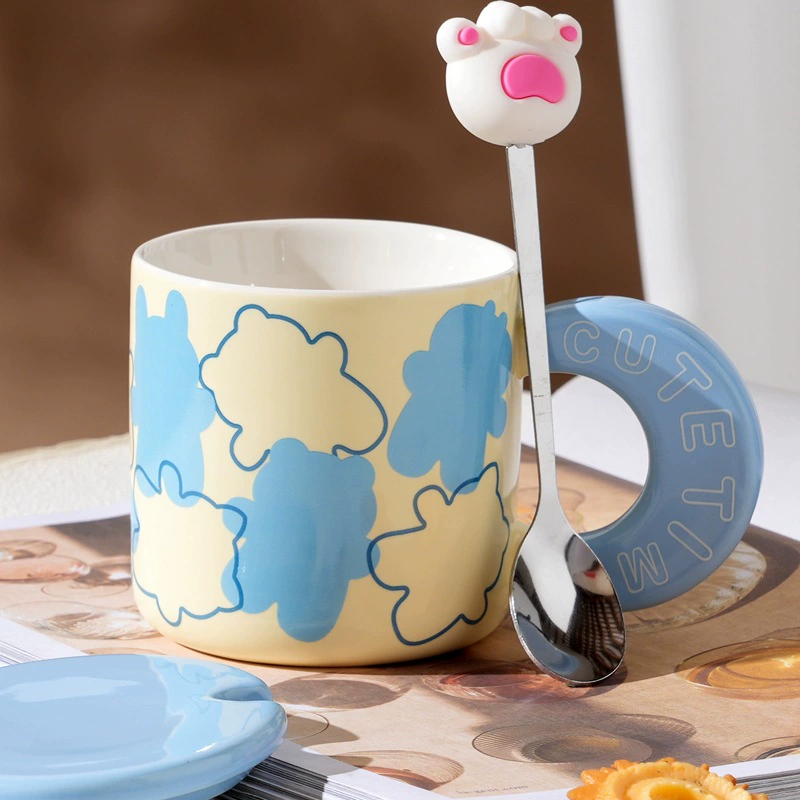 Cartoon high quality ceramic capacious coffee tea cup, for beloved
