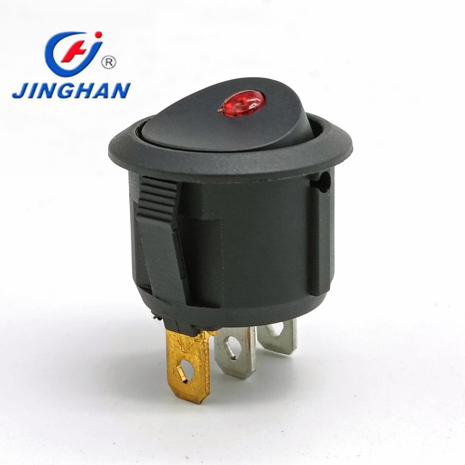 晶瀚 厂家JINGHAN 3P电源翘板开关 猫眼带灯船型开关 KCD1-201/MN