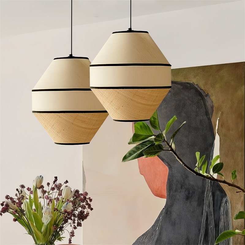 Viento tranquilo estilo japonés retro pastoral lámpara candelabro sala de té dormitorio restaurante hotel de alojamiento residencial tienda de hot pot lámparas de tela