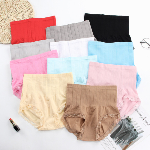 Independent wear Japanese high-waisted tummy control pants for women, waist and hip lift, comfortable and breathable seamless lace sexy briefs