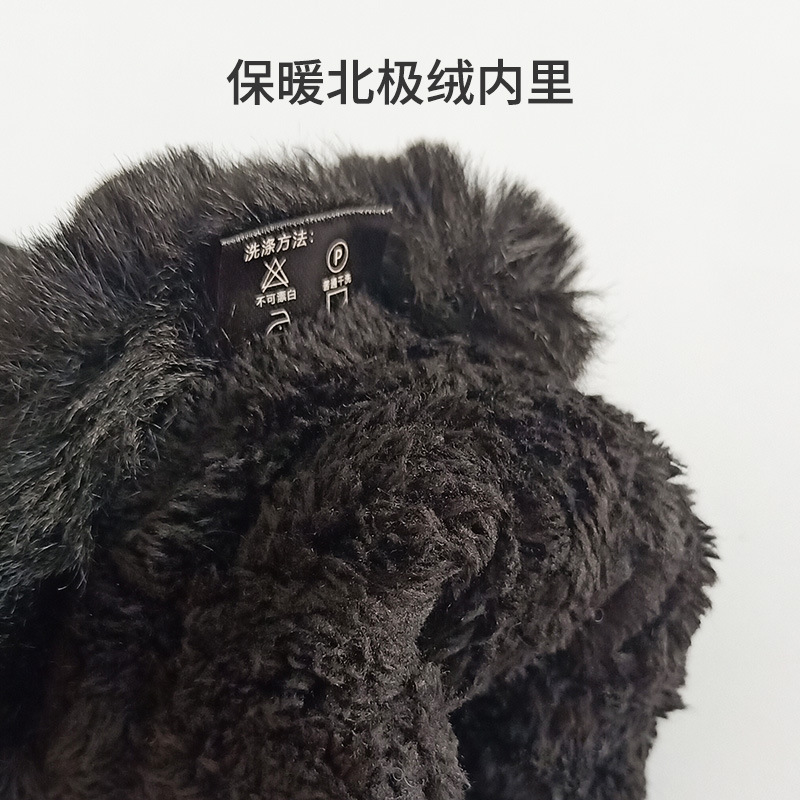 冬季加绒加厚羽绒布保暖手套女纯色韩版粉色装饰分指手套现货批发