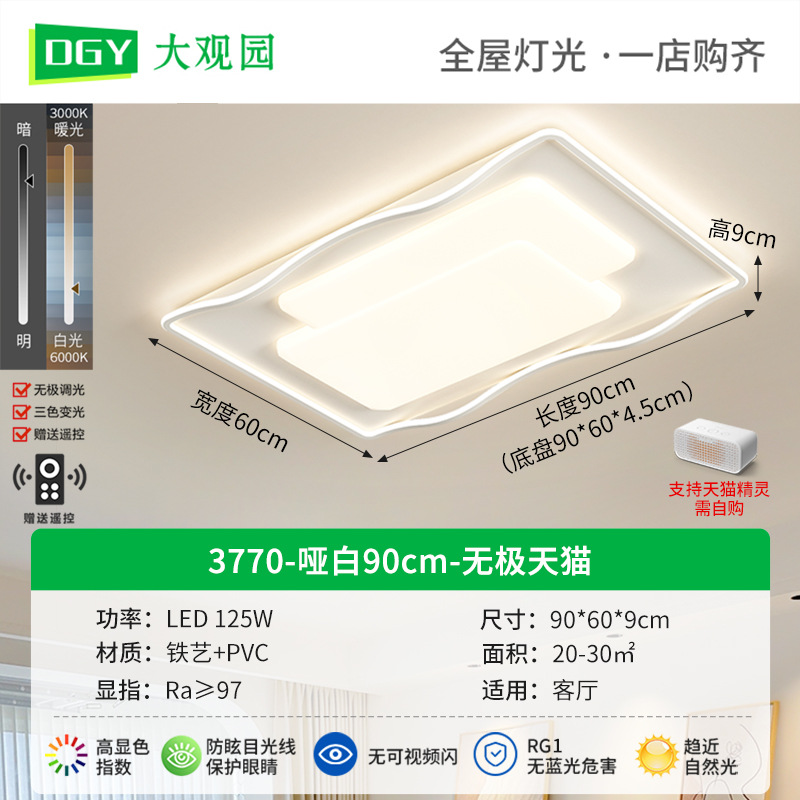 Luz de techo de la sala de estar moderna y simple lámpara principal de la sala de estar lujosa nórdica lámpara de comedor minimalista estudio lámpara Zhongshan 270L