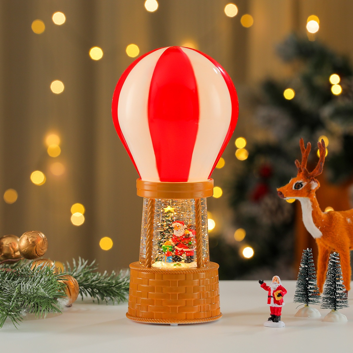 Nueva música de Navidad nieve inyección de agua TV lámpara de noche lámpara de aceite lámpara de caballo decoración de regalos image 27