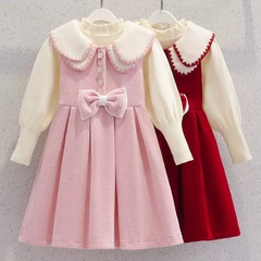 Girls' Dress Autumn and Winter New Fashion Cute Princess Style Two-Piece Set