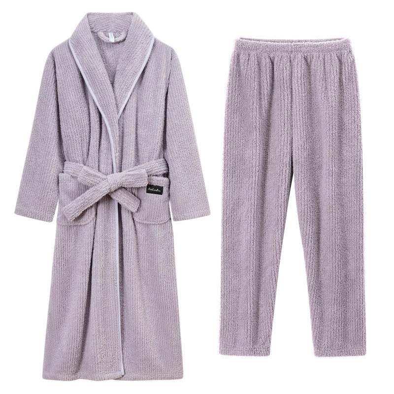 Демисезонный халат, коралловый бархат pijama, длинный зимний комплект, (Physicals), для любимого, увеличенная толщина