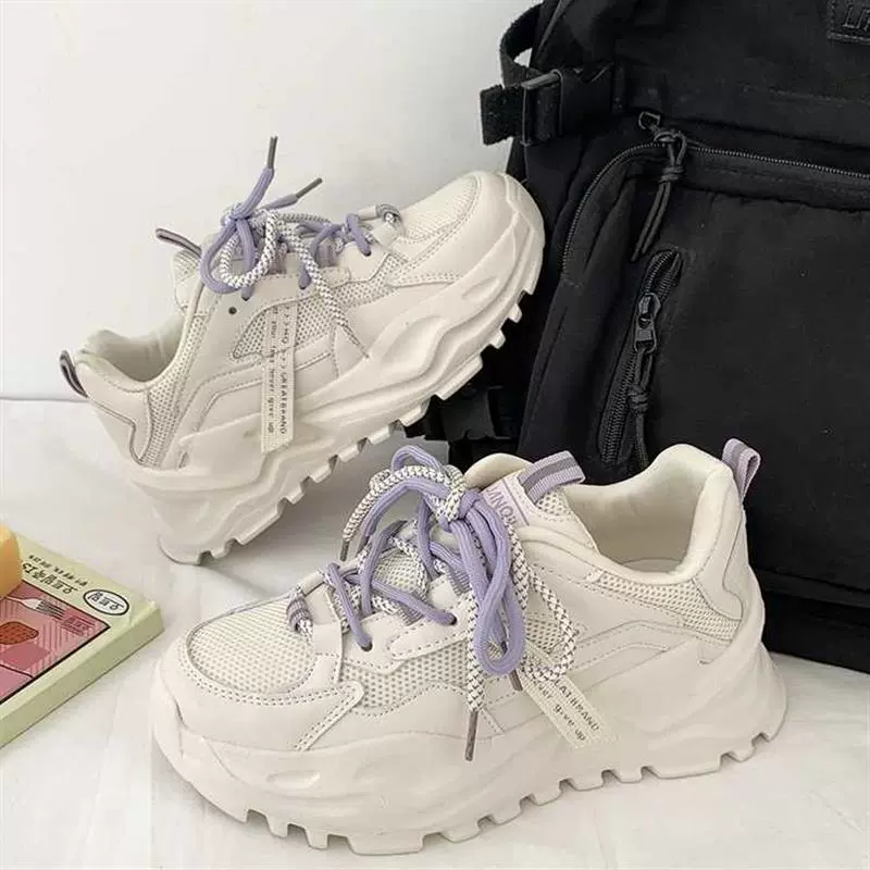 Кроссовки женские модные 2023 новые универсальные супер огненные туфли на толстой подошве, увеличивающие рост, осенняя сетчатая женская обувь
