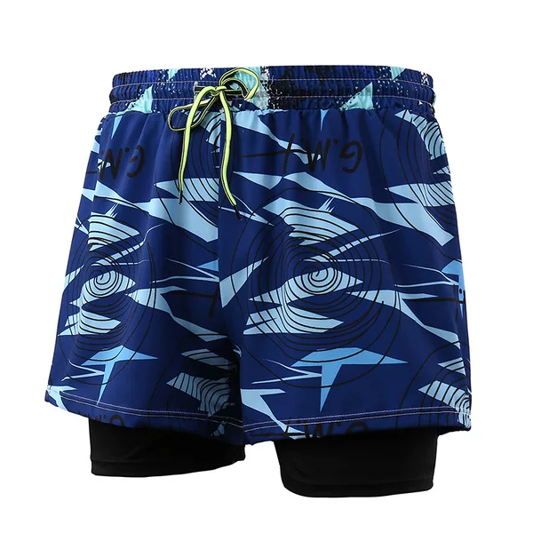 Men's double-layer swimming trunks boxer adult quick-drying anti-embarrassment swimming trunks beach pants hot spring swimming equipment suit