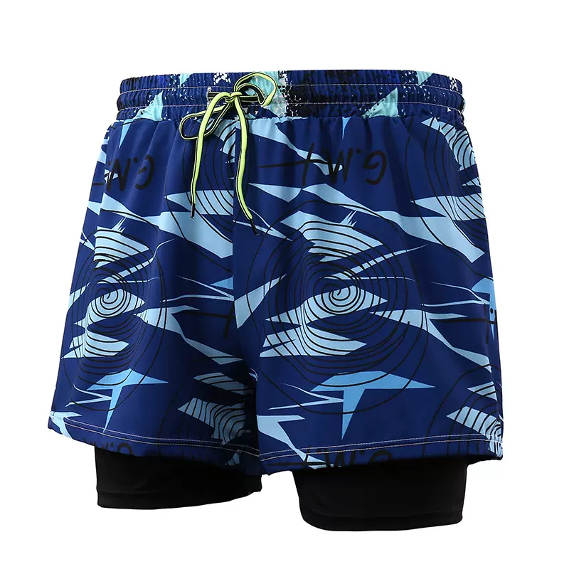 男士双层泳裤平角成人速干防尴尬游泳裤沙滩裤温泉游泳装备套装