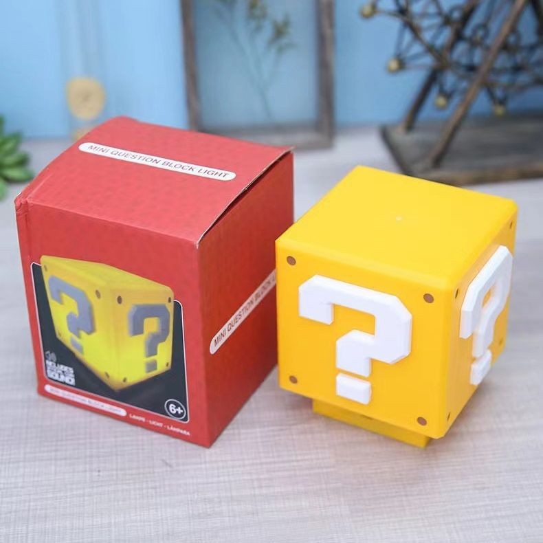 Lámpara con forma de signo de interrogación de Mario, activada por sonido, con carga USB, luz nocturna creativa, lámpara de juego infantil.
