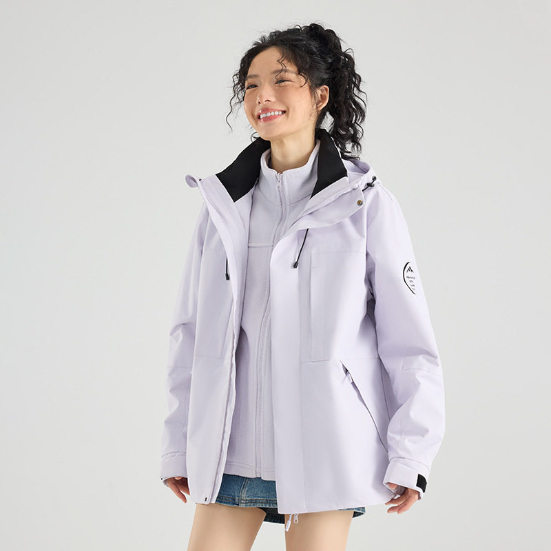 25新款骆陀冲锋衣女三合一秋冬情侣防风防水户外动登山服男外套潮|undefined
