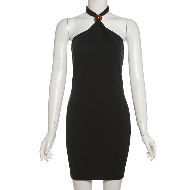 Backless Bodycon Dress Sexy Halter Neck Slim Fit Figure Hugging Spring Summer Fashion for Women Wholesale Available