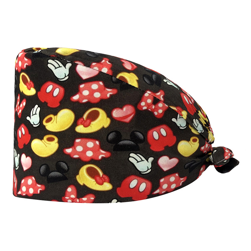 Venta caliente de Europa y América Mickey casquillo de la enfermera médico tapa de impresión de algodón puro sombrero de trabajo de exportación de comercio exterior en la acción al por mayor