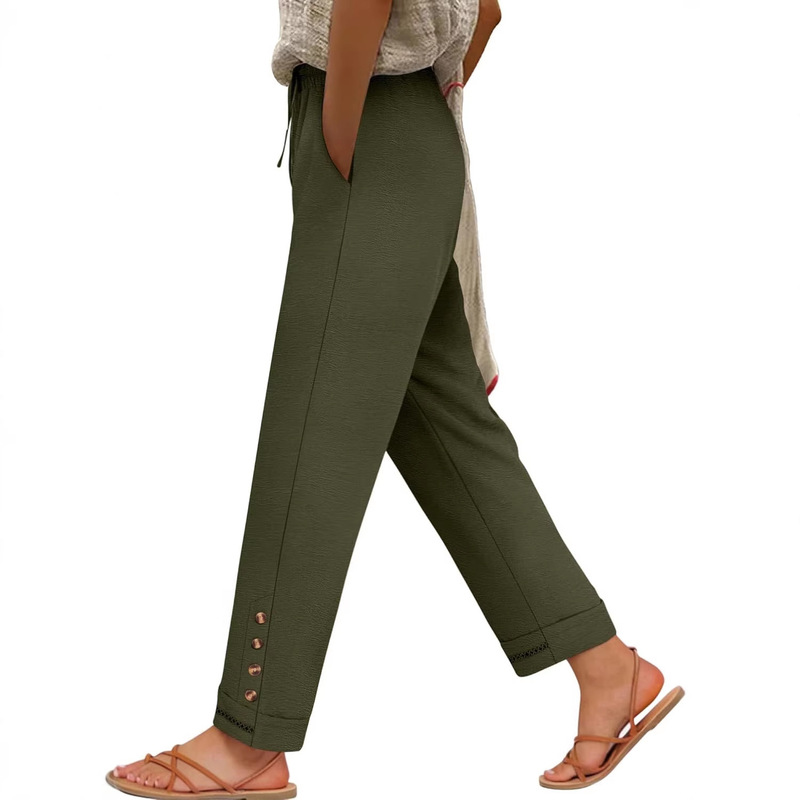 Anrabess Women's Casual Capri Pants with Drawstring Elastic Waist 2026 Summer Loose Ankle-Length Work Pants with Belt