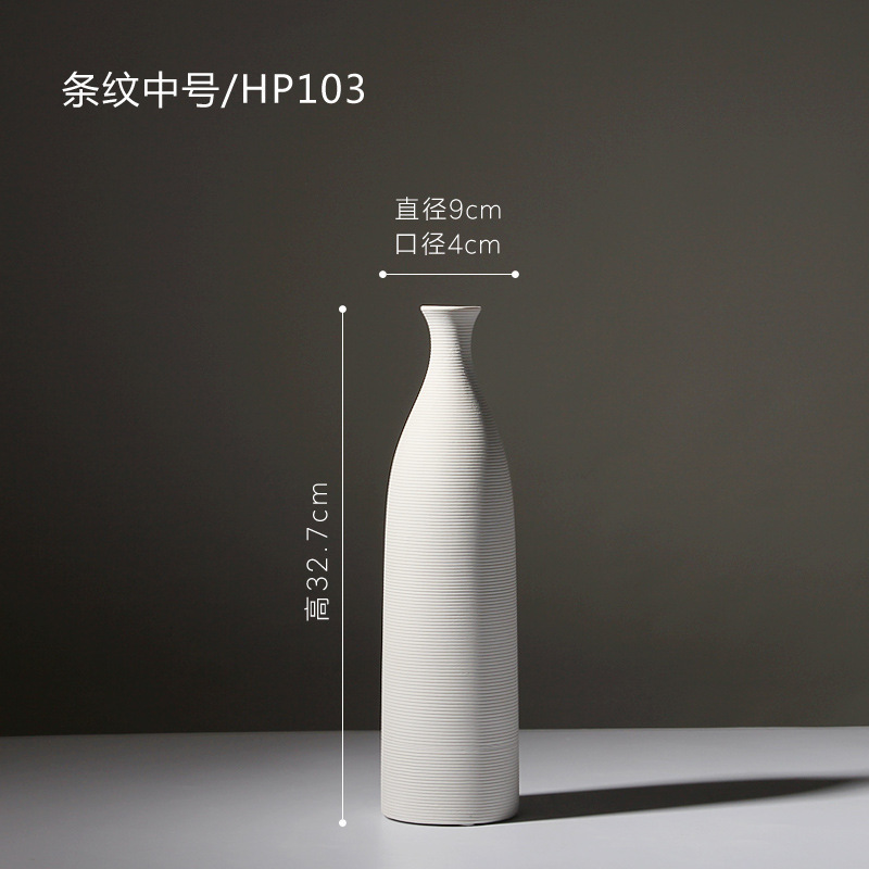 Moderno minimalista nórdico blanco florero de cerámica decoración hogar sala de estar Mesa hilo llano quema flor decoración floral