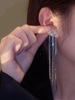 Zirconium with tassels, ear clips, small design earrings, no pierced ears, light luxury style