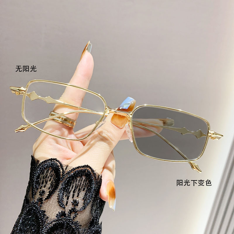 Metal Fashion Anti-blue Light Flat Glasses Internet Popular Student Style Female Non-power Glasses Frame Men's Plain Small Box Glasses