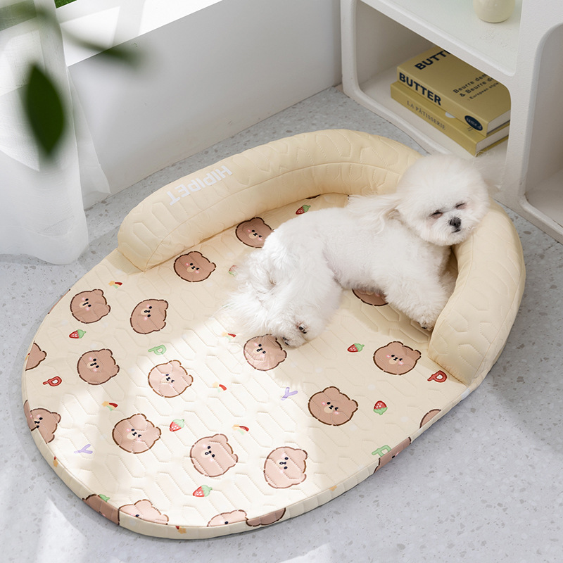 Primavera y verano de dibujos animados perros en forma de U almohada colchón de látex cojín perro gato nido sofá gato nido cojín de mascota