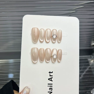 春夏新款纯欲玻璃珠爆闪猫眼气质简约超显白仙女学生党可拆卸美甲
