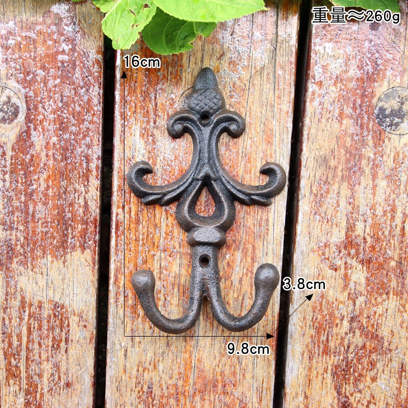 Gancho Perchero de Hierro Fundido Decorativo para Hogar y Jardín