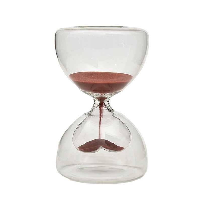 Reloj de arena de doble corazón de vidrio para el hogar, adornos de mesa, regalos creativos para parejas