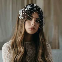 Винтаж жемчужный лепесток сетка шпилька крышка головы пряжа аксессуары для волос европейские и американские аксессуары для волос ручной работы аксессуары для Свадебной фото фотографии