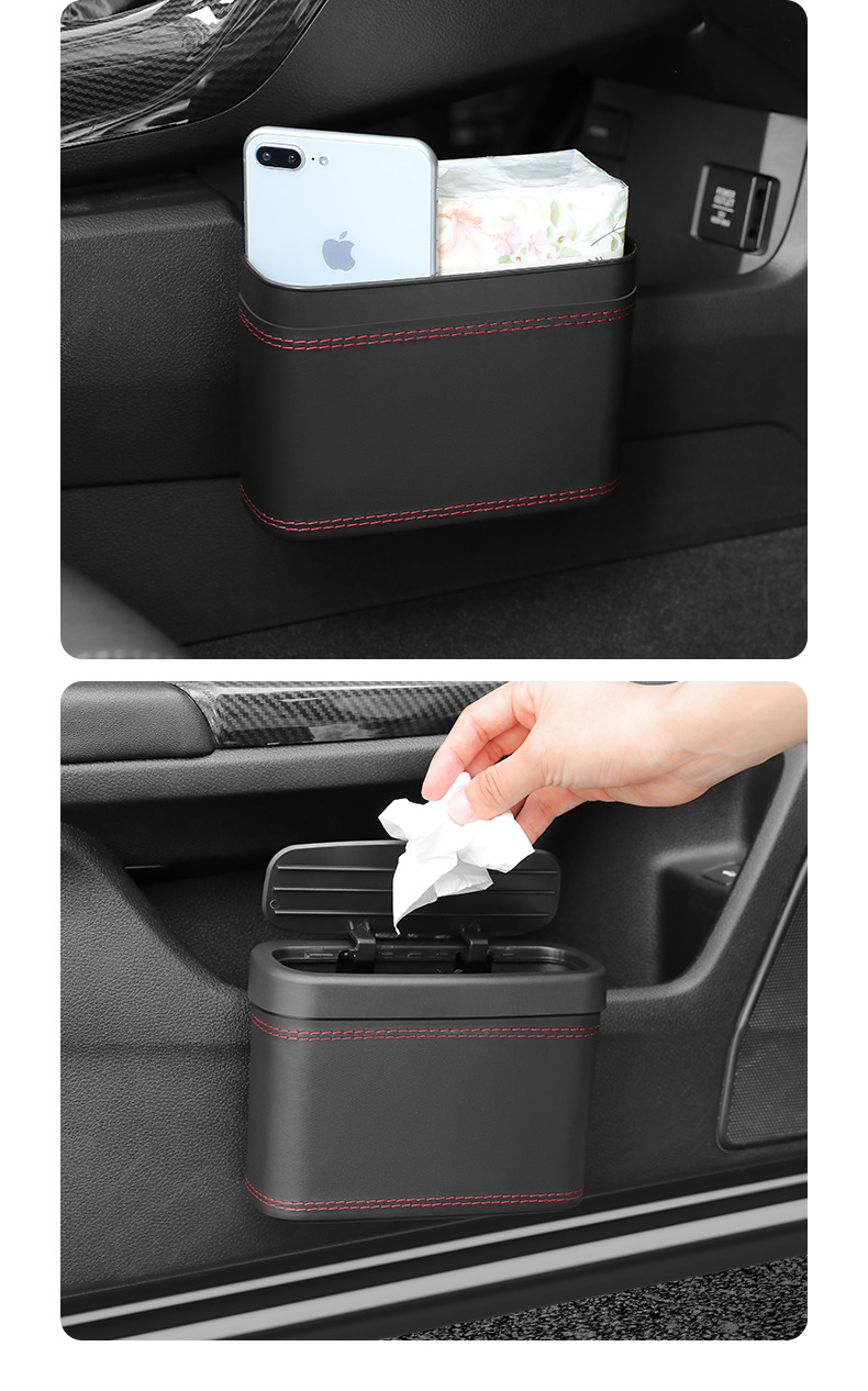 Car trash can car storage bag storage box mini trash can multi-function one-button open lid storage box