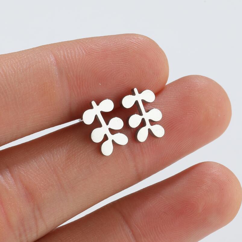 Simple Style Leaf Titanium Steel Ear Studs Plating No Inlaid Stainless Steel Earrings