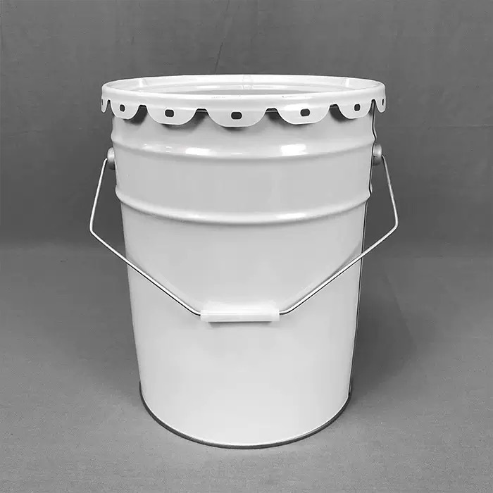 20升涂白圆铁桶  带箍铁桶 化工铁桶 油漆花兰桶 带手挽花蓝桶