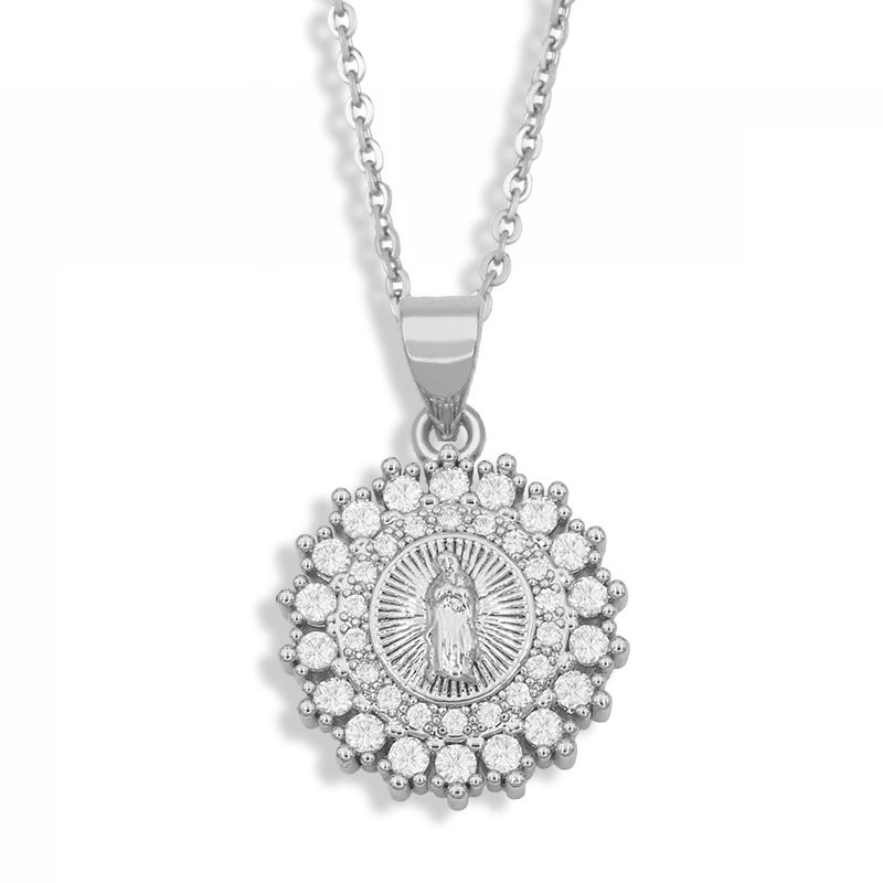 Creative Diamond-studded Madonna Pendant Necklace display picture 7