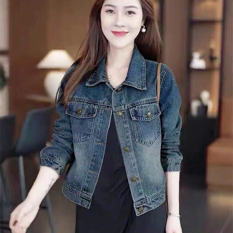 Women's Denim Jacket, New Spring and Autumn Style, Retro, Petite, Loose, Fashionable, Casual, Versatile, Short, Plus-Size Jacket Top